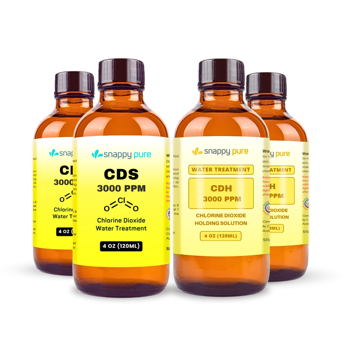 4 Pack CDS + Chlorine Dioxide Holding Solution (4 oz in Glass)