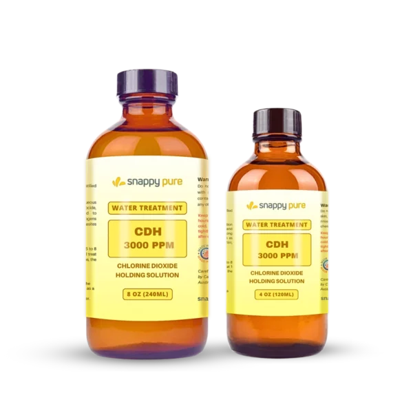 Chlorine Dioxide Holding Solution (4 and 8 oz in Glass Bottles)