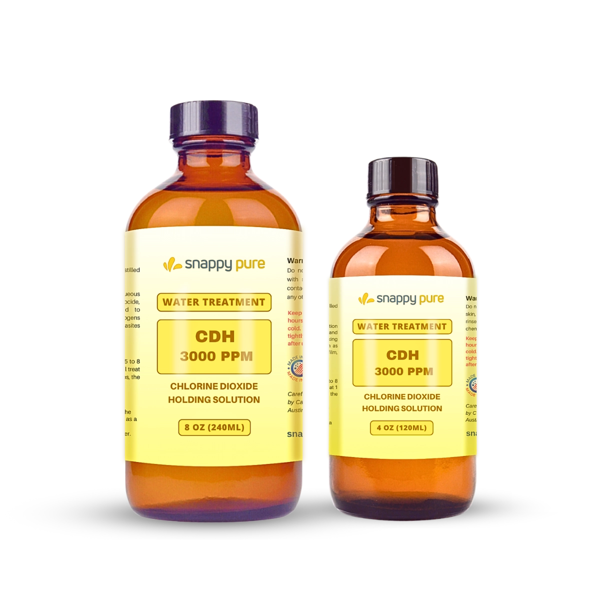 Chlorine Dioxide Holding Solution (4 and 8 oz in Glass Bottles)
